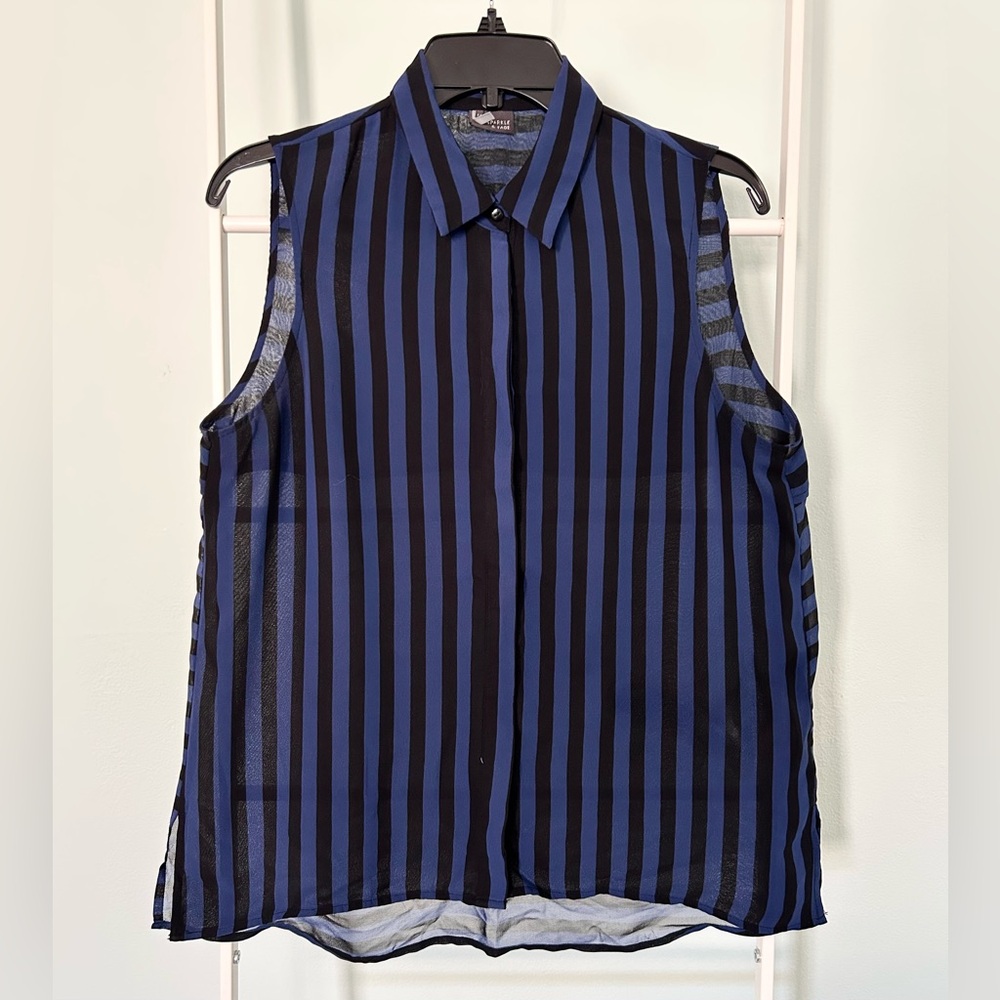 Urban Outfitters Blue Striped Sleeveless Shirt